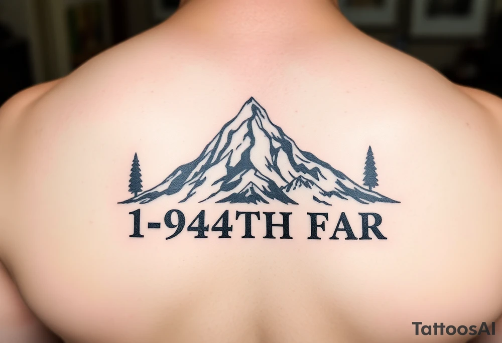 American traditional style with a mountain and HIMARs and the saying 1-94TH FAR tattoo idea