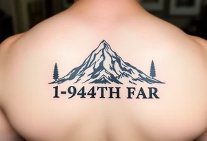 American traditional style with a mountain and HIMARs and the saying 1-94TH FAR tattoo idea
