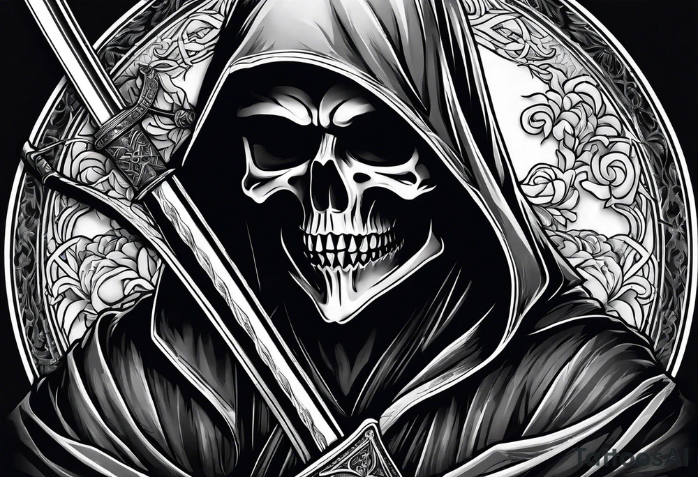 grim reaper with katana tattoo idea