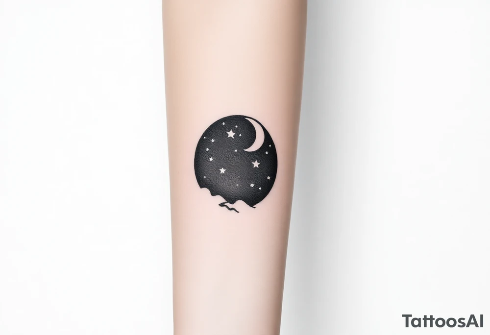 A nighttime scene with stars and a moon tattoo idea