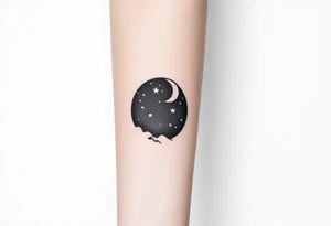 A nighttime scene with stars and a moon tattoo idea