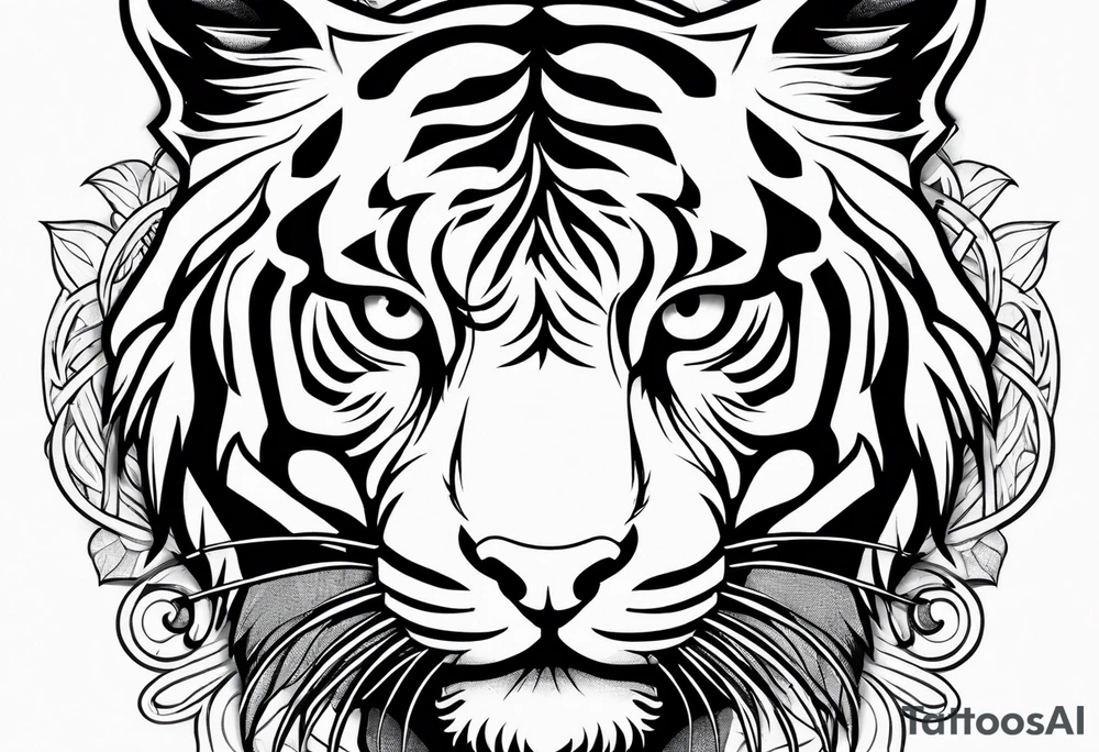 half bull and half tiger tattoo idea
