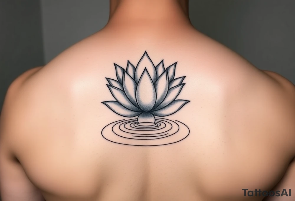 serene lotus flower emerging from sacred waters with ripples tattoo idea