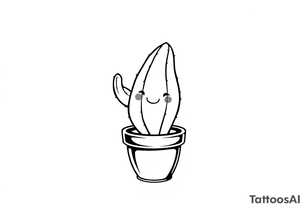 Cutesy smiley Cactus in a pot tattoo idea