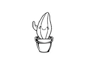 Cutesy smiley Cactus in a pot tattoo idea