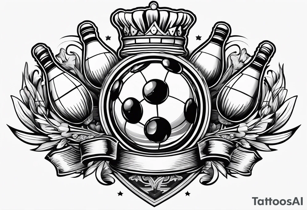 Bowling theme and family crest tattoo idea