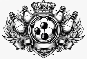 Bowling theme and family crest tattoo idea