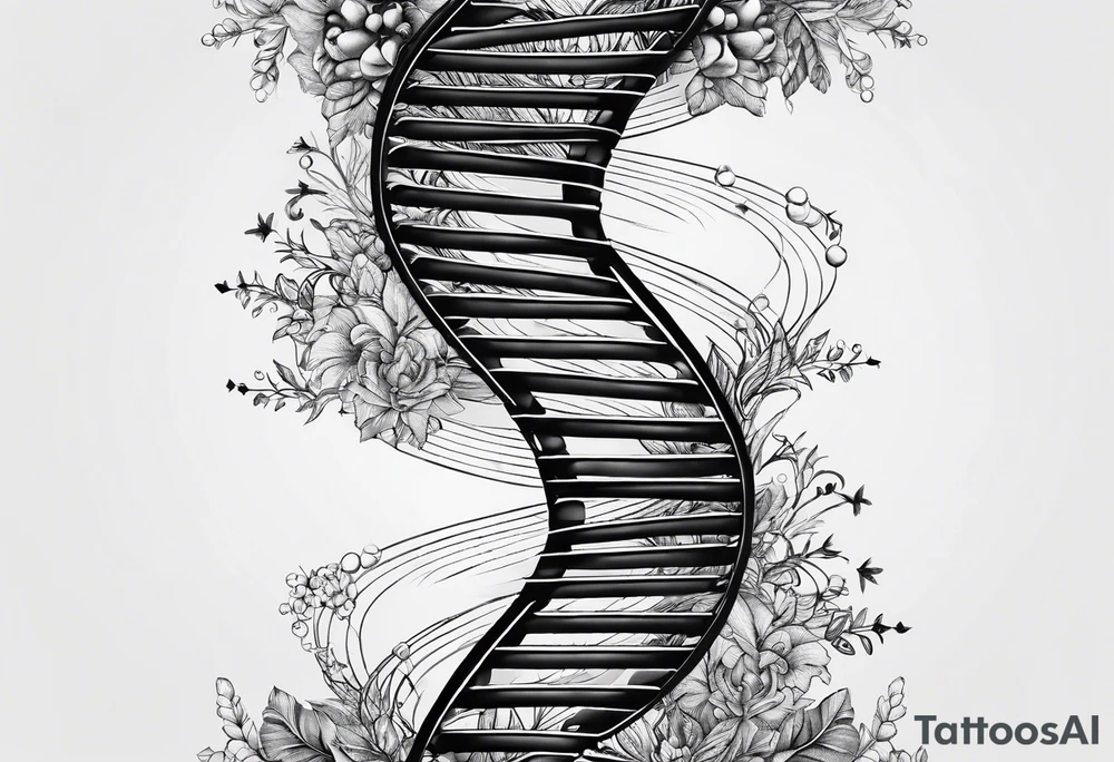 detailed DNA double helix realistic tattoo idea