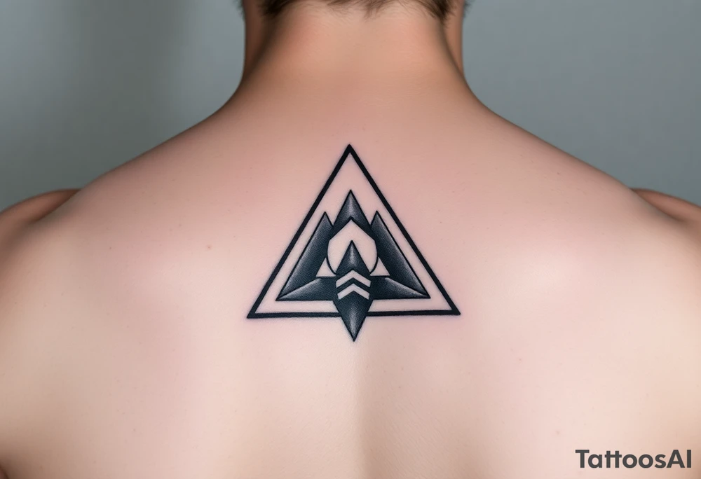 Geometric small triangle about different paths in life merge together and become stronger together while being psychedelic and trippy tattoo idea