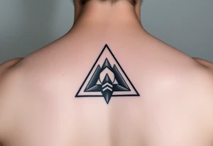 Geometric small triangle about different paths in life merge together and become stronger together while being psychedelic and trippy tattoo idea