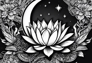 Lilly pad and crescent moon tattoo idea