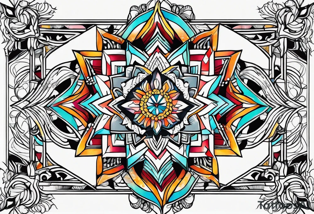 geometric tapestry tattoo idea