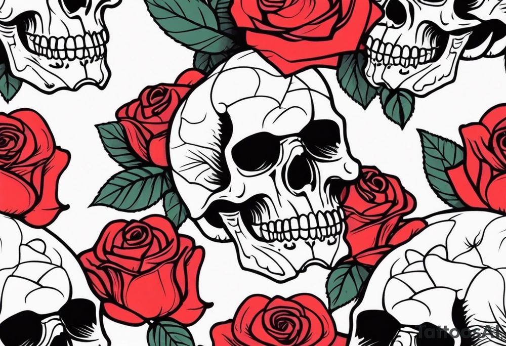 skull and roses tattoo idea