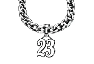 Diamond Cuban link chain with number 23 pendant tattoo idea