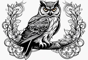 Owl sitting on an infinity sign tattoo idea