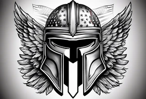 spartan helmet with American flag and eagle 
background tattoo idea