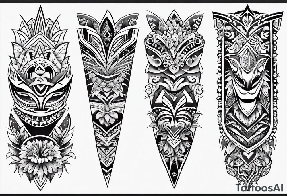 tribal shark teeth patterns and flowers for forearm tattoo idea