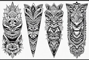 tribal shark teeth patterns and flowers for forearm tattoo idea