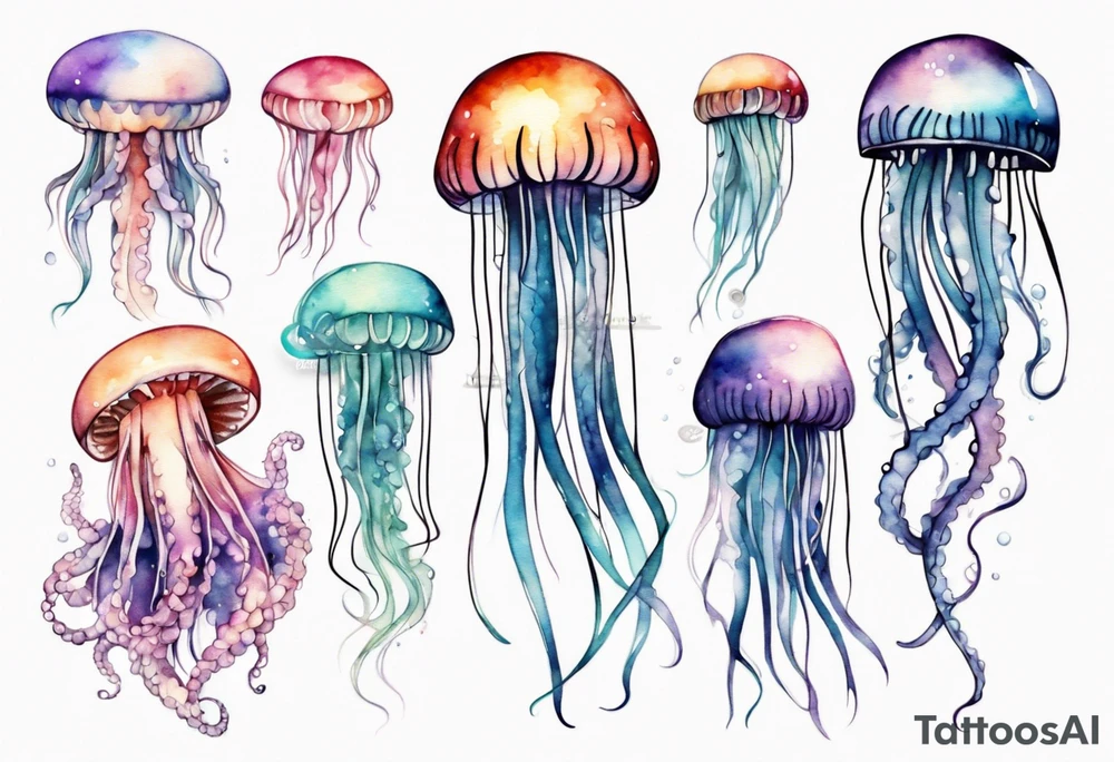 Jellyfish with super long tentacles tattoo idea