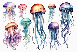 Jellyfish with super long tentacles tattoo idea