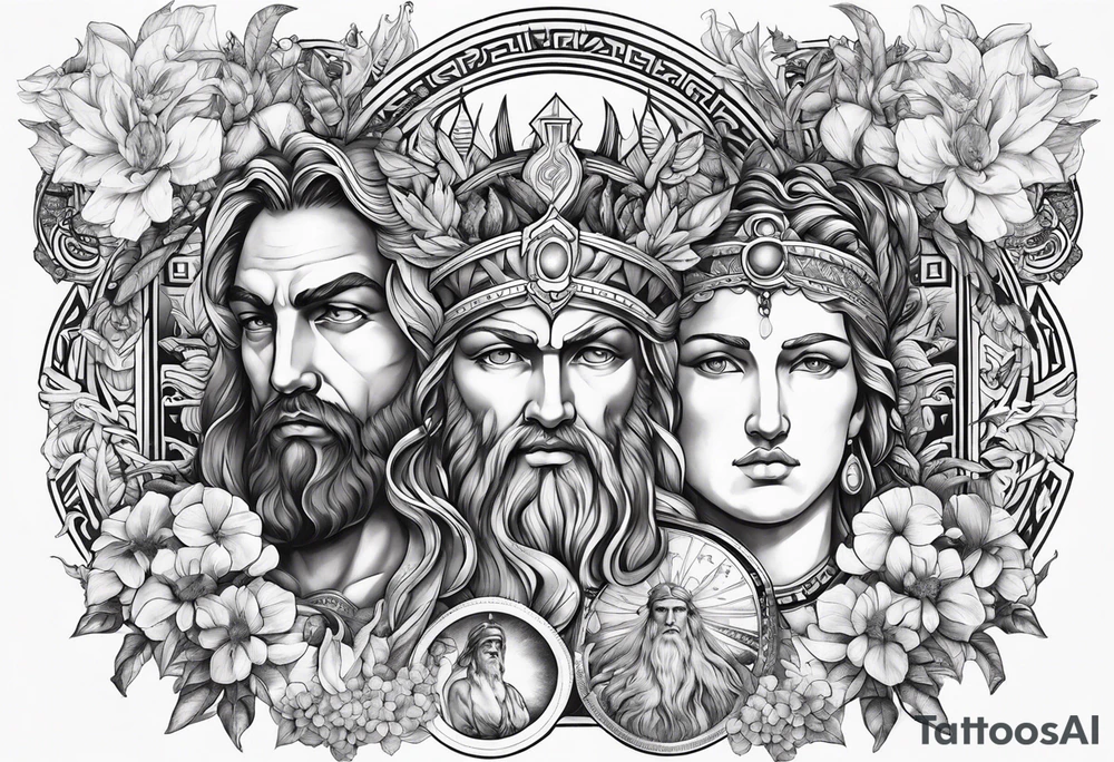 religious theme with some greek gods tattoo idea