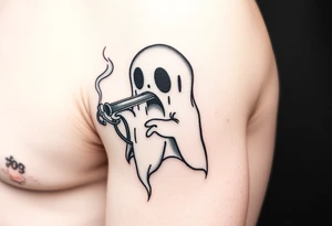 Cute ghost smoking a bong tattoo idea