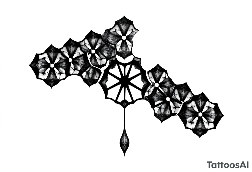 End falling apart hexagonal fractal pattern tattoo idea