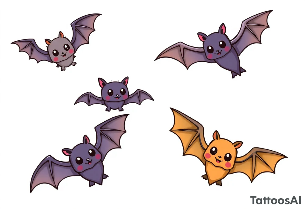 10 Unique cute bats tattoo idea