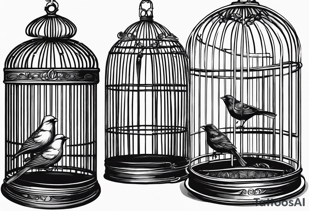 Empty bird cage door open tattoo idea