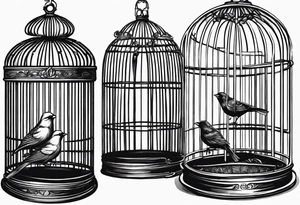 Empty bird cage door open tattoo idea