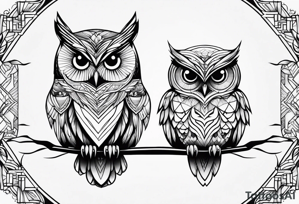 Mom and baby owl tattoo idea