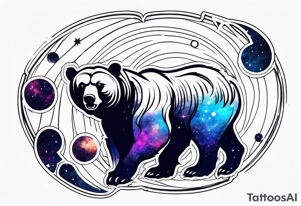 Ripping bear claw cosmic space tattoo idea
