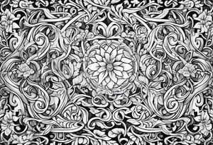 stone road leafy vines tattoo idea