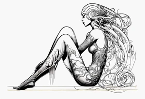 Hajime Sorayama type blended with HR Giger alien woman with vines tattoo idea