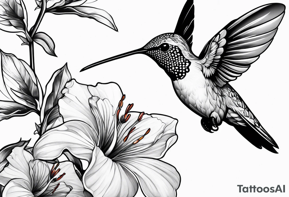 fine line hummingbird tattoo idea