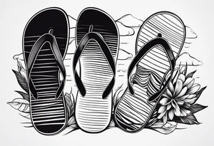 Keep it simple. A pair of redwings next to a pair of flip flops on the Beach. tattoo idea