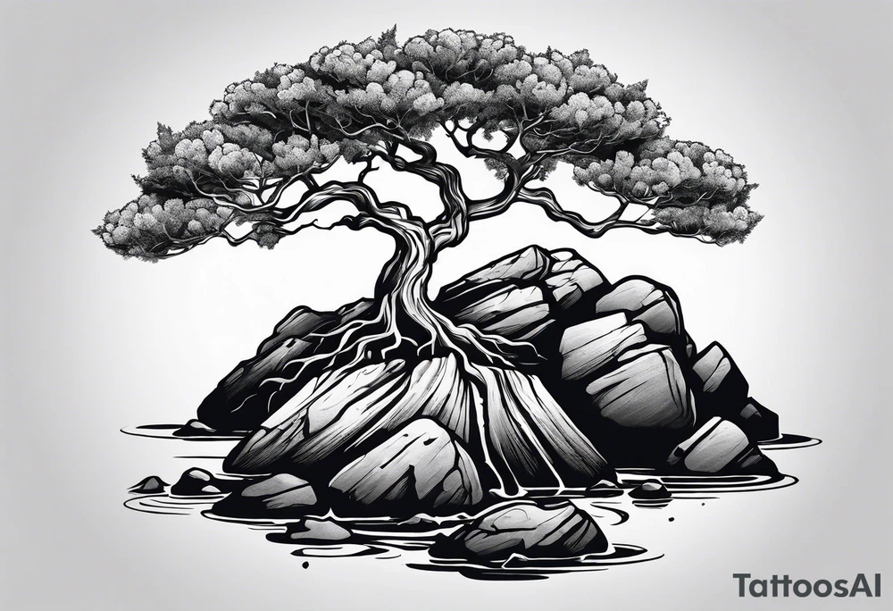 A tree or plant sprouting from a broken rock. tattoo idea