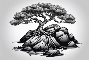 A tree or plant sprouting from a broken rock. tattoo idea