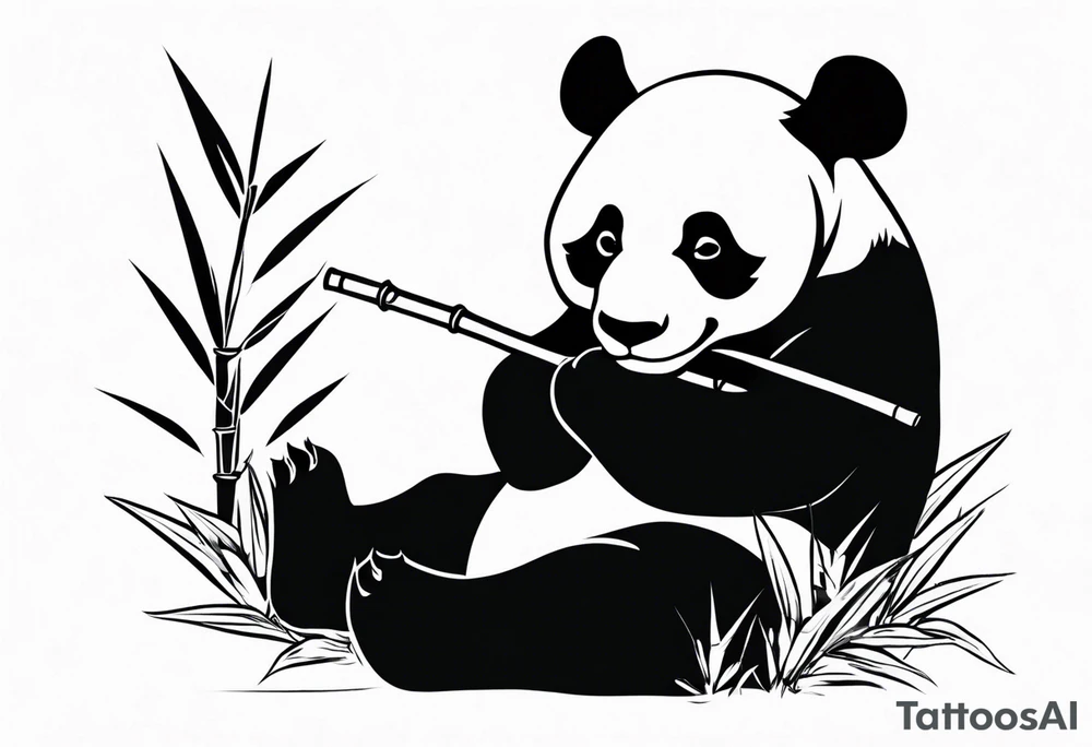 Panda eating or playing with bamboo tattoo idea