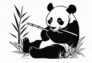 Panda eating or playing with bamboo tattoo idea