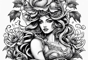 Medusa with piranha plants instead of snakes tattoo idea