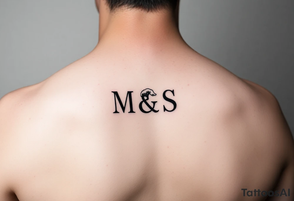 A minimalist tattoo with the letters M,S and the wave emoticon tattoo idea
