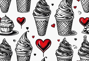 small ice cream cone with small red heart on it somewhere while representing Scotland tattoo idea