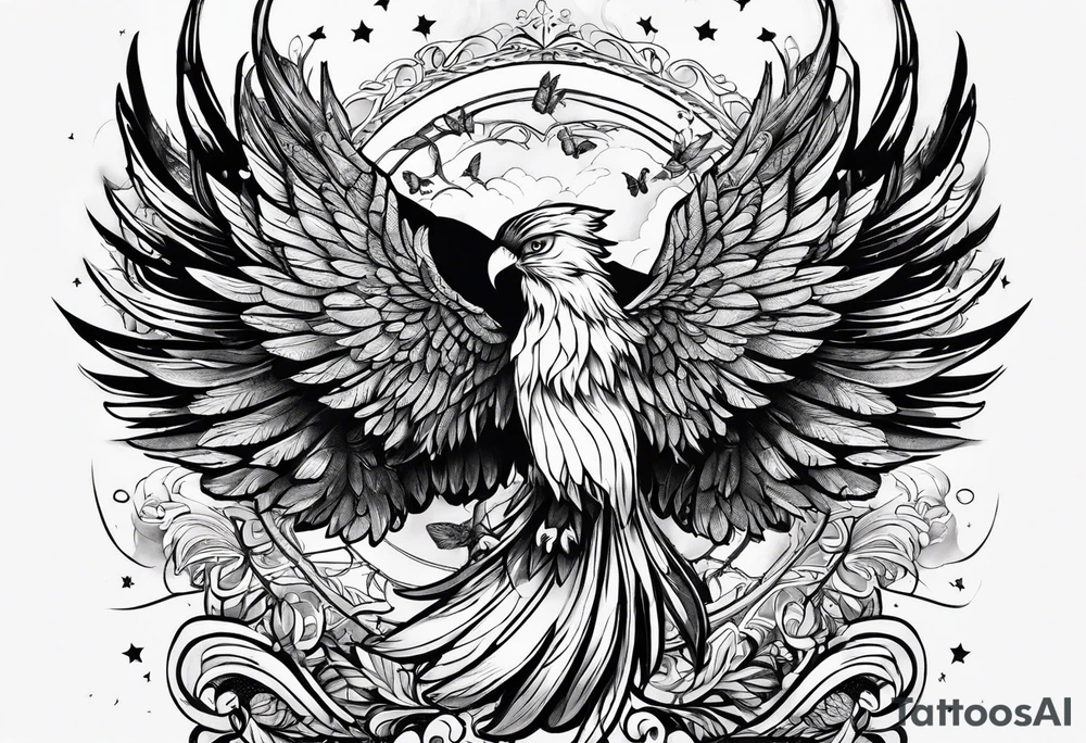"one day, i am going to grow wings" in writing, with wings on either side tattoo idea