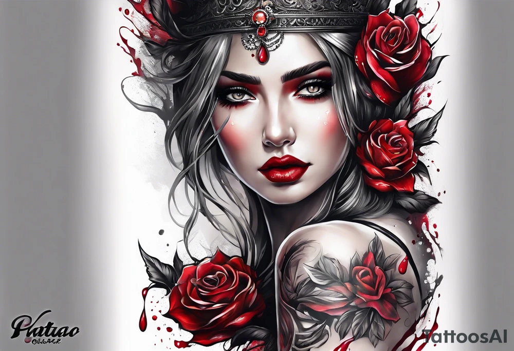 Bleeding tear draining to down from red eye sleeve tattoo design tattoo idea