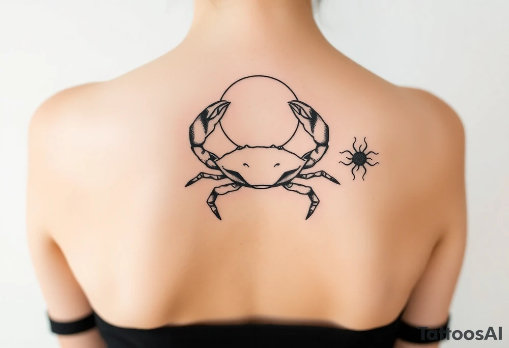Crab sun and honeysuckle tattoo idea