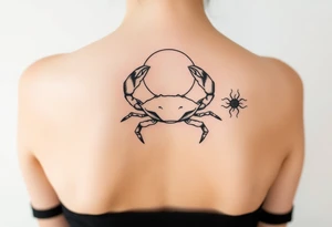 Crab sun and honeysuckle tattoo idea