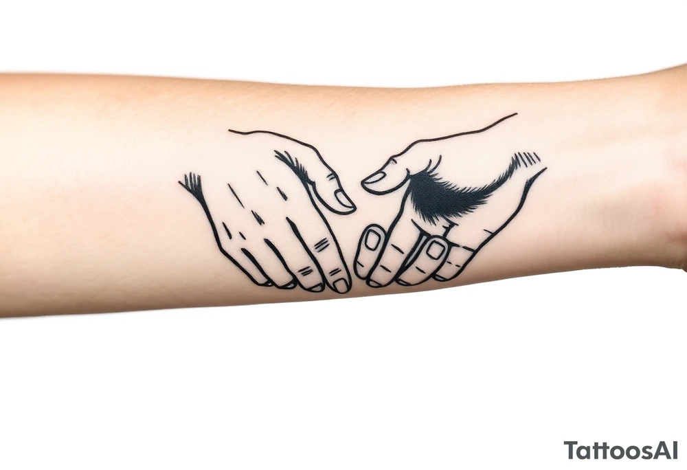 Two hands reaching for each other touching fingertips tattoo idea