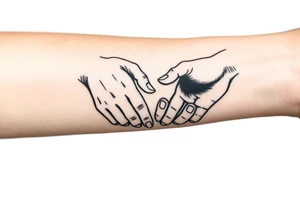 Two hands reaching for each other touching fingertips tattoo idea