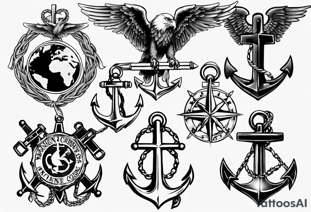 Cross with marine corps eagle globe and anchor tattoo idea